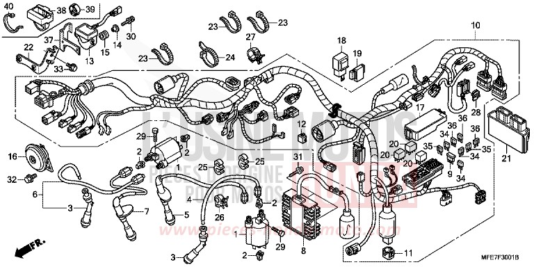 WIRE HARNESS (VT750C2S) for Shadow Aero CANDY BLAZE ORANGE (YR196) from 2010